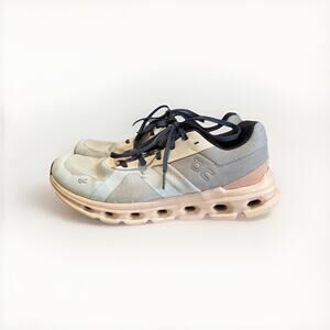 On Running Womens Cloudrunner Running Shoe Size 9.5 Gray Peach Sneaker